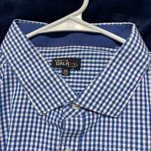 Galaxy By Harvic Blue Gingham Casual Shirt